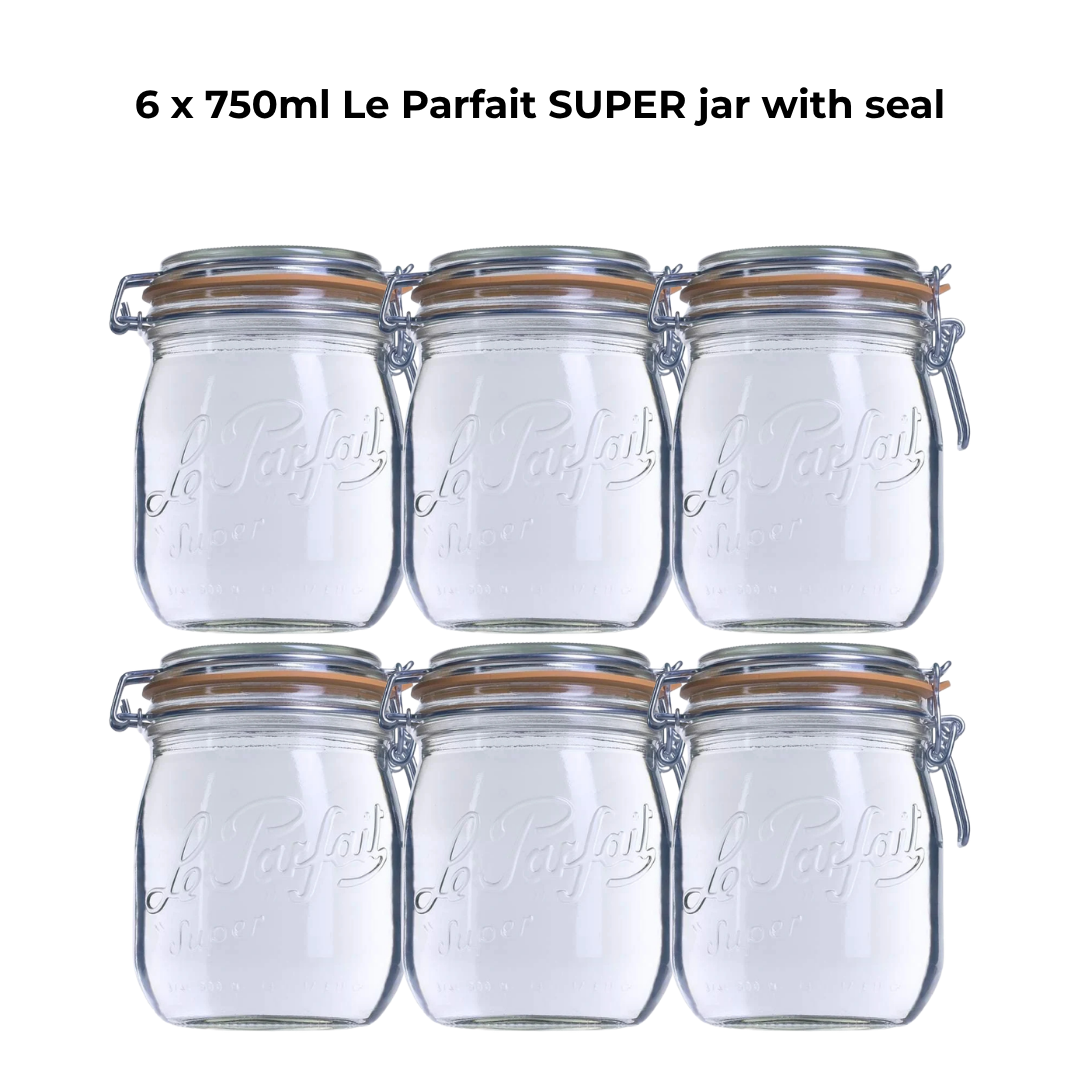 6 x 750ml Le Parfait SUPER jar with seal