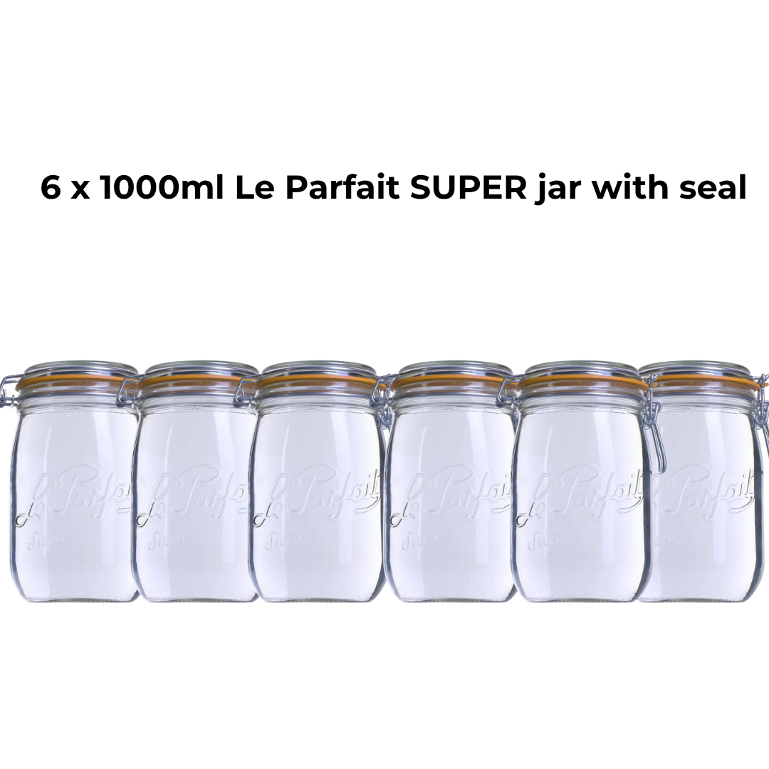 Le Parfait 1000ml (1L) Super Preserving Jar with Swing Top Lid (Pack of 6)