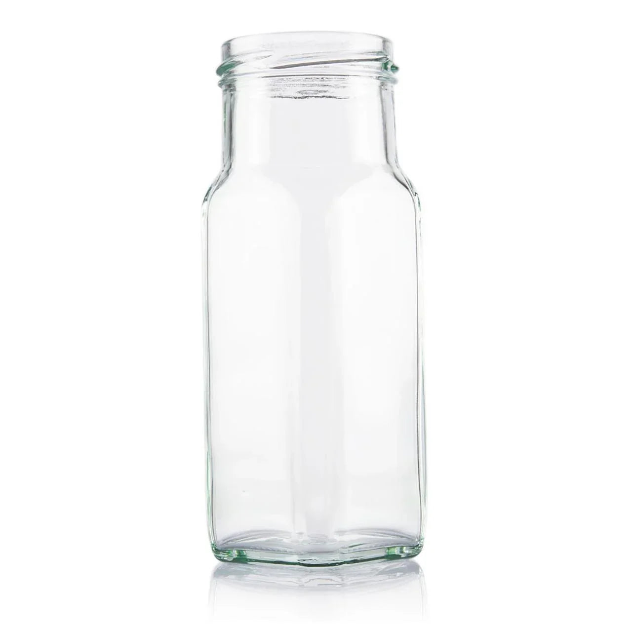 250ml Flint Glass Beveled Square Jar 53mm Twist Finish - Jar Only