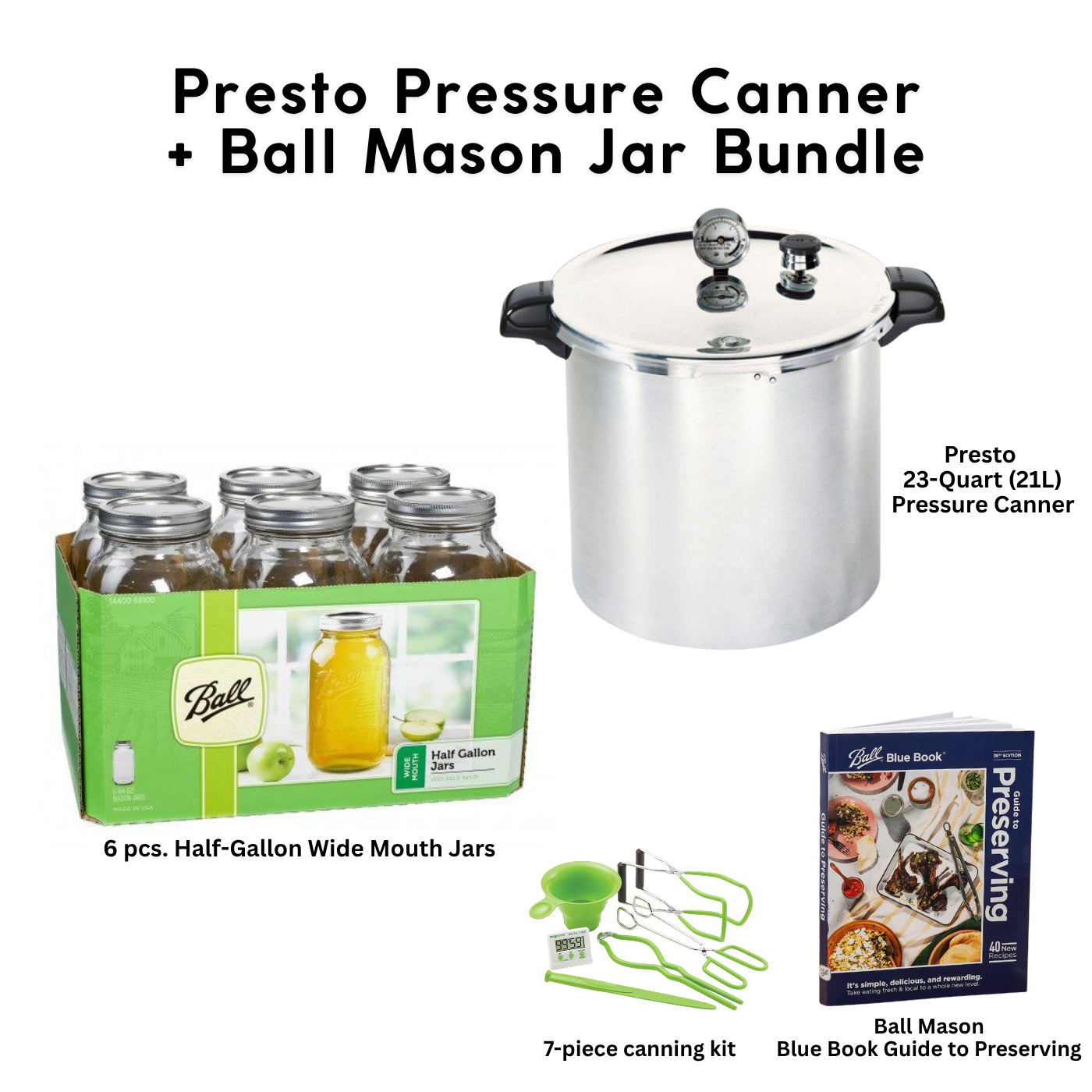Latest Presto Model 23 Quart / 21 Litre Pressure Canner bundle with Ball Mason Jars