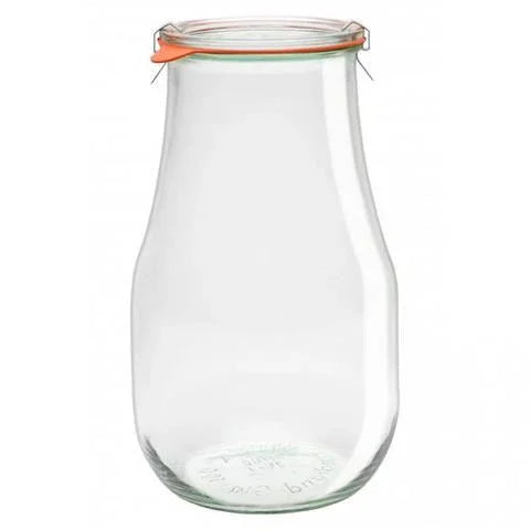 Weck 1750ml (1.75L) Tulip Preserving Jar with Seal, Lid, and Clips (Single)