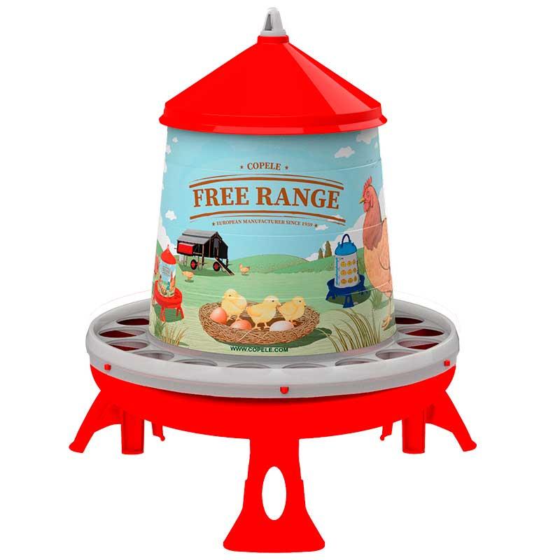Poultry Feeder withLegs "Free-Range" 4KG - Red