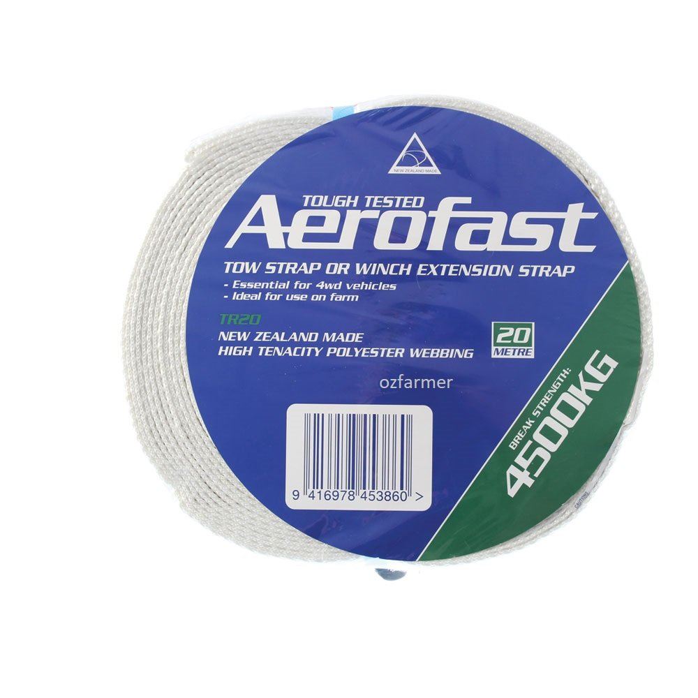 4,500kg break strength Tow rope recovery strap 50mm x 20m Aerofast