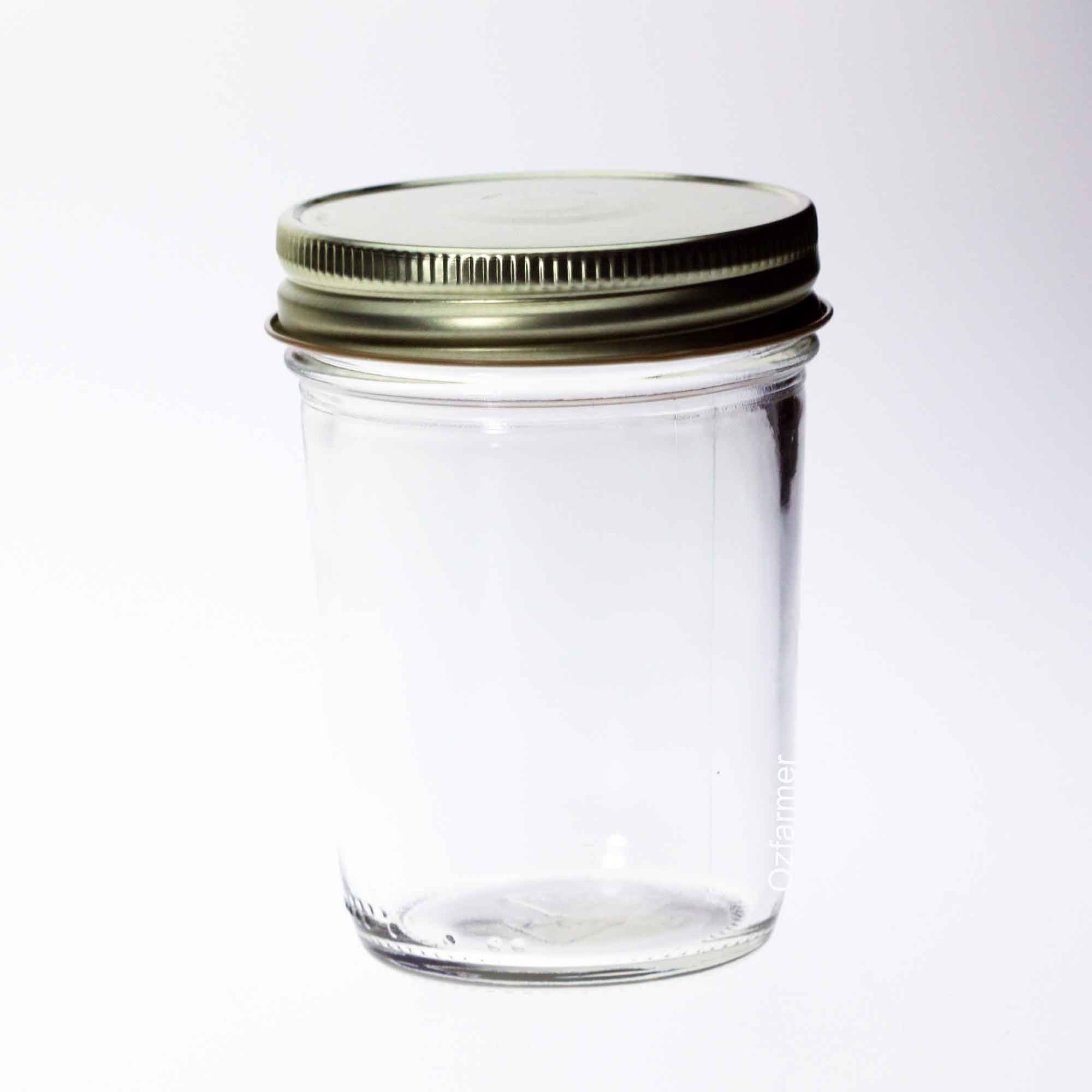 12 x Bell USA Smooth Half Pint / 8oz Regular Mouth Jars with GOLD HIGH HEAT / POP lids
