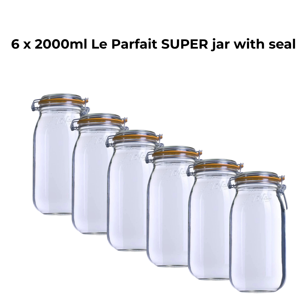 Le Parfait 2000ml (2L) Super Preserving Jar with Swing Top Lid (Pack of 6)