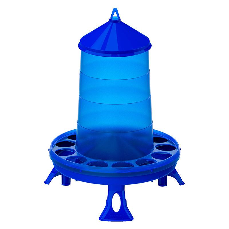 Plastic Poultry Hopper with Legs Blue - 16KG
