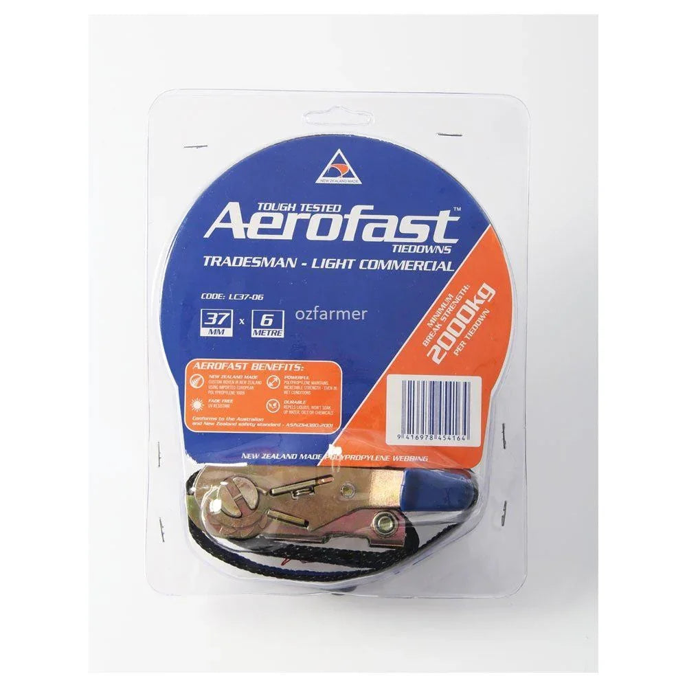 2,000kg break strength 37mm x 6m Light Commercial Ratchet Tiedown Aerofast