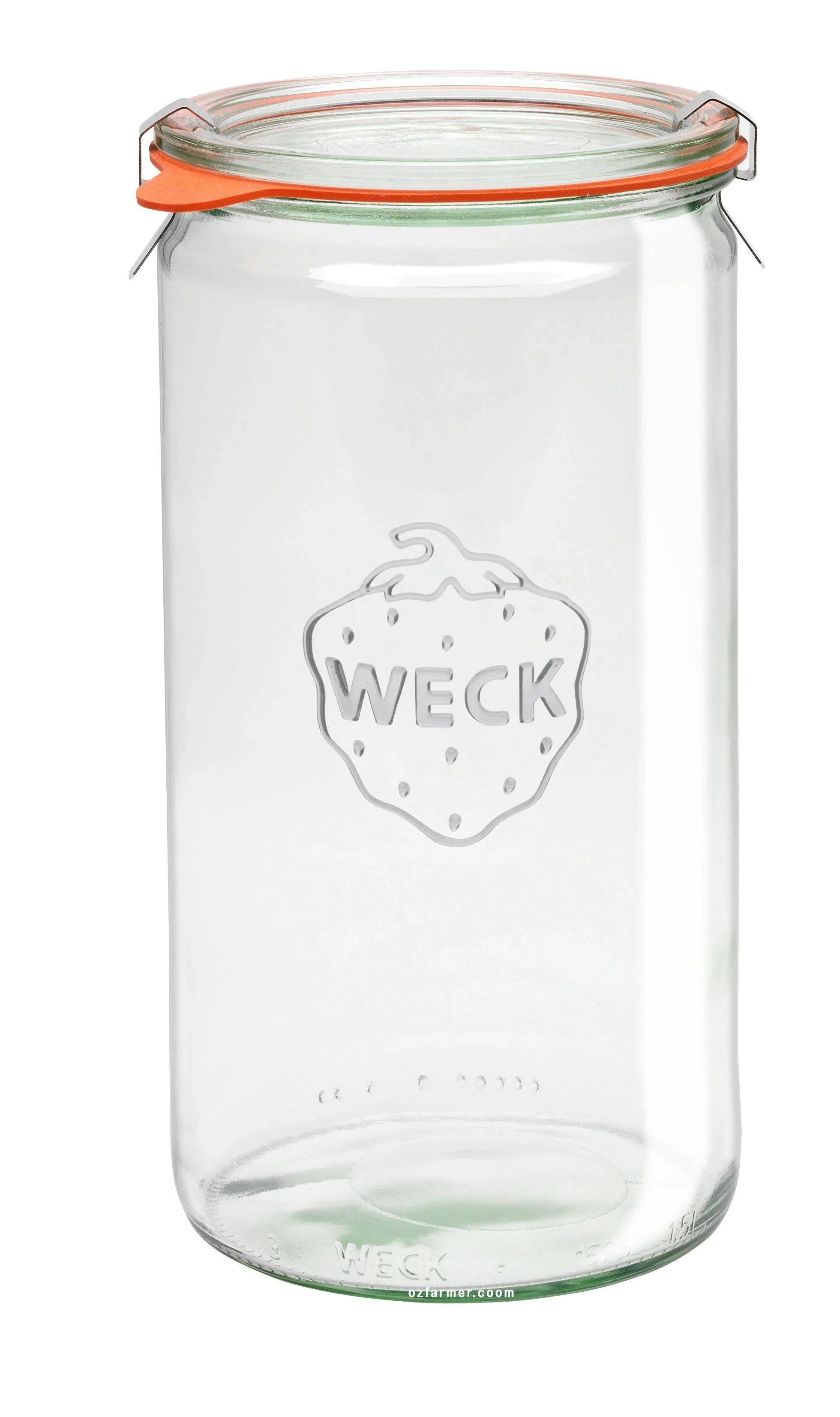 Weck 1590ml (1.5L) Cylinder Preserving Jar with Seal, Lid, and Clips (Single)