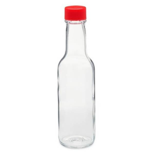 12 x 5oz Hot Sauce Woozy Bottles with Red Plastic Lids