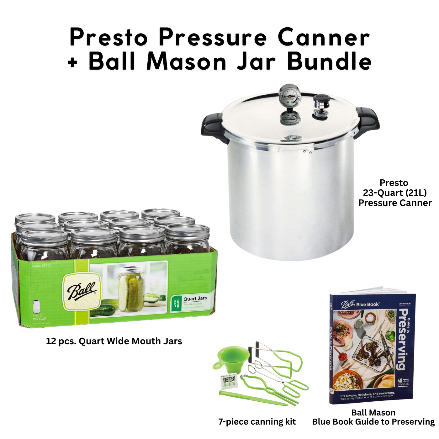 Latest Presto Model 23 Quart / 21 Litre Pressure Canner bundle with Ball Mason Jars