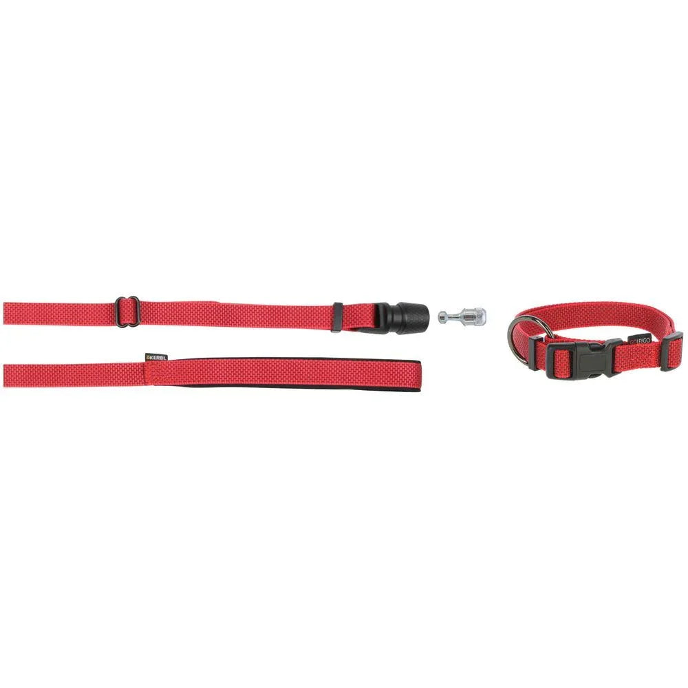 GoLeyGo Dog Leash+Collar cpt M Red
