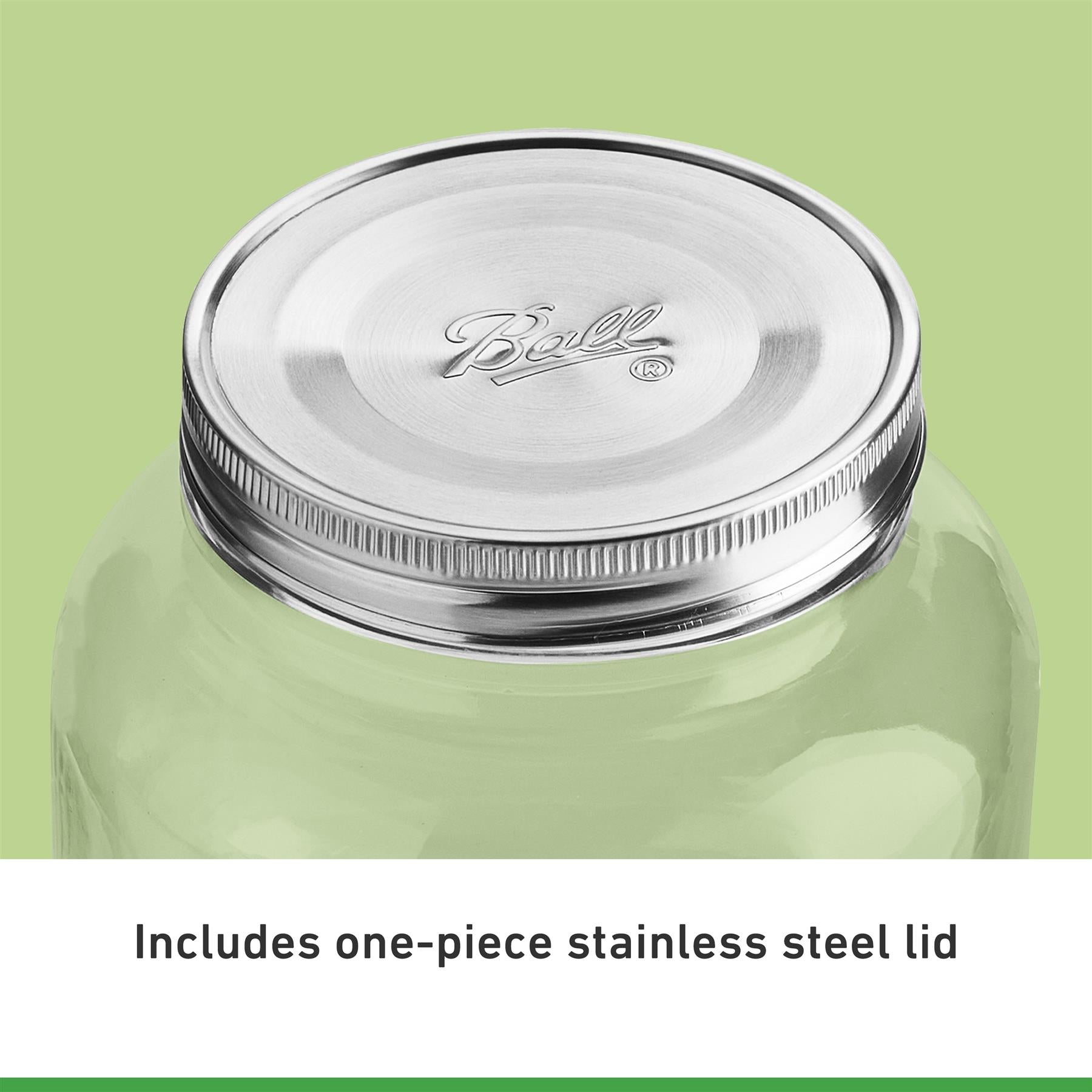 Ball Mason 64oz (1.9L) Half Gallon Regular Mouth Decorative Jar with Lid and Band (Single)