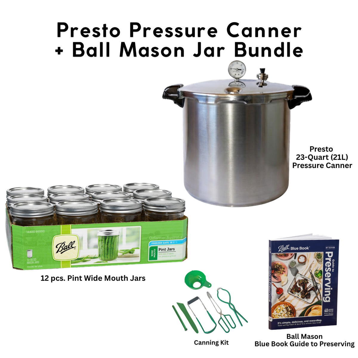 Presto 23-Quart Induction Stovetop Pressure Canner with Dial Gauge & 3-Piece Regulator bundle with Ball Mason Pint Wide Jars