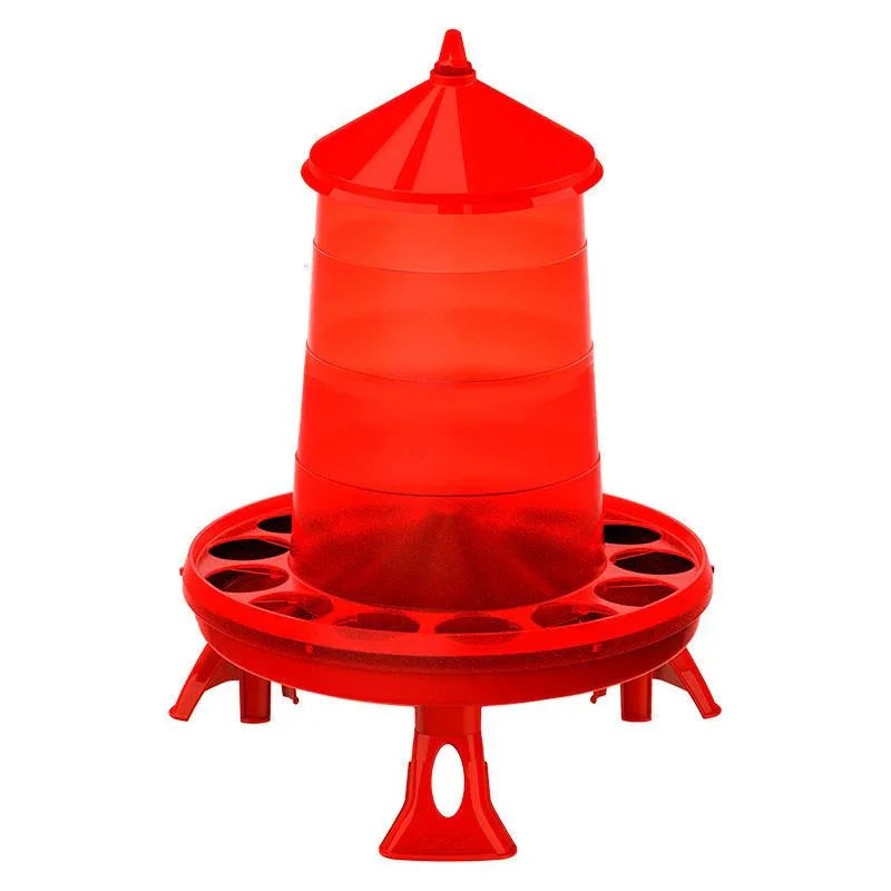 Plastic Poultry Hopper with Legs Red - 16KG
