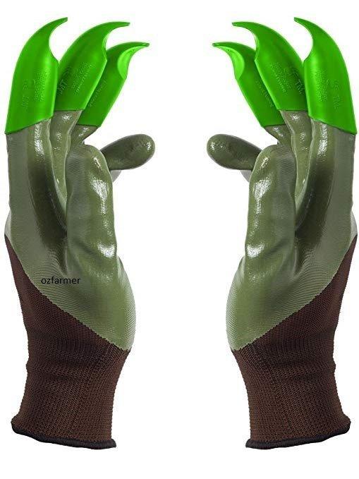 Honey Badger Digging Gloves Green Nitrile 8 Claws on Right Hand Only
