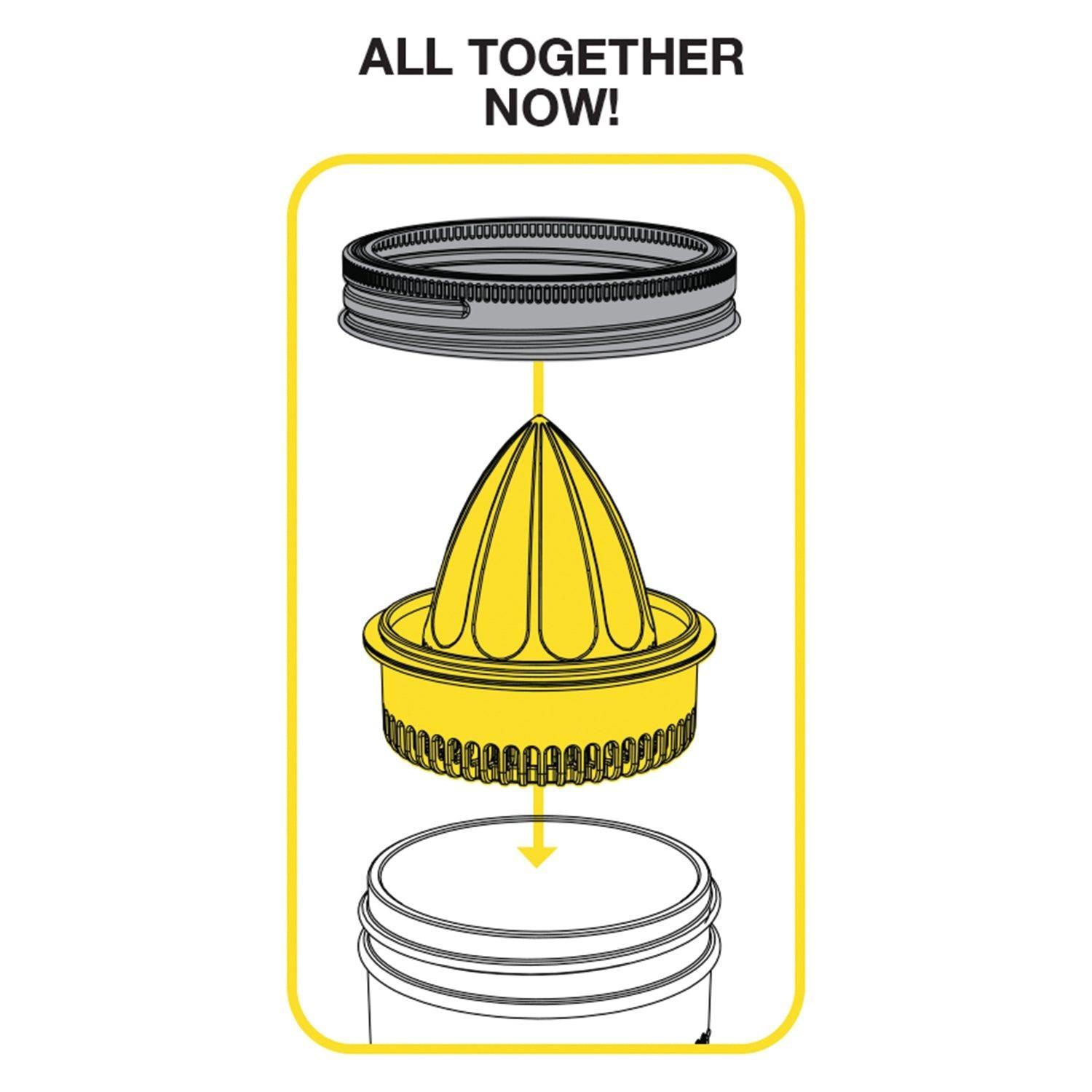 Juicer Lid For Wide Mouth Mason Jars, Yellow - OzFarmer