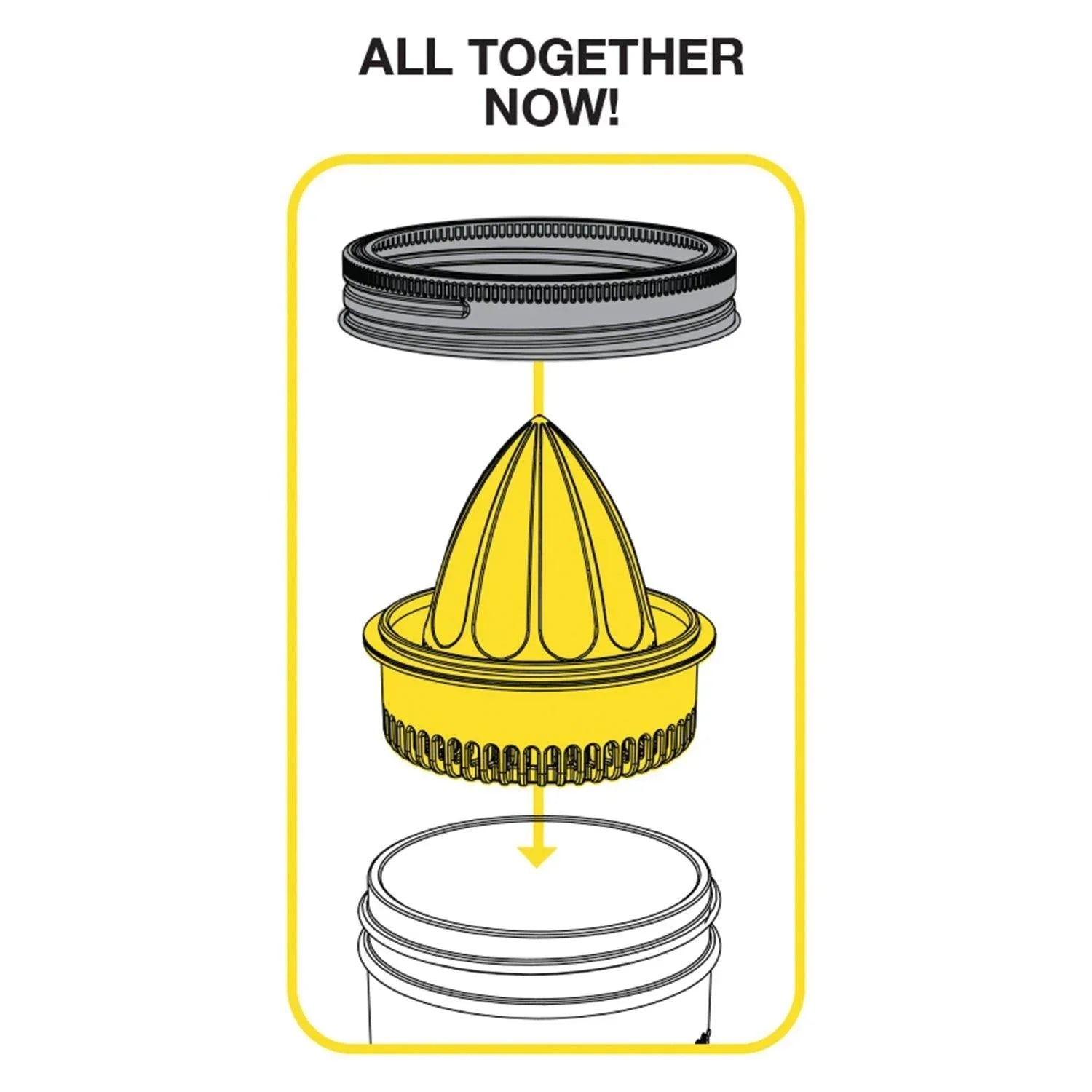 Juicer Lid For Wide Mouth Mason Jars, Yellow - OzFarmer