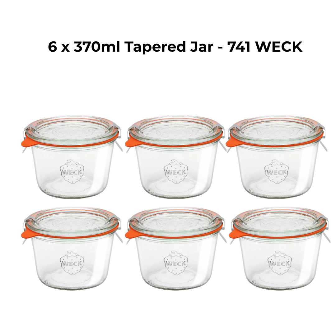 6 x 370ml Tapered Jar - 741 WECK
