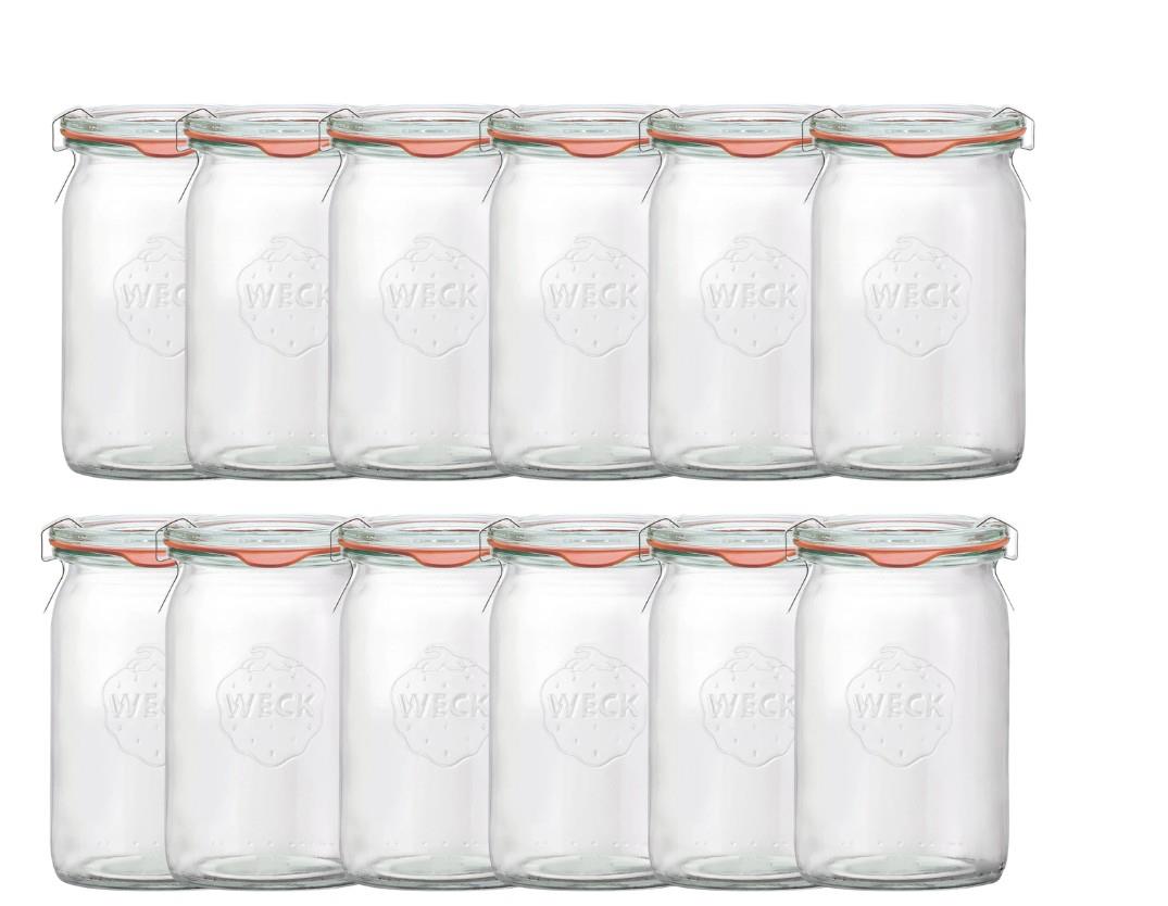 Weck 145ml Mini Cylinder Preserving Jar with Seal, Lid, and Clips (Pack of 12)