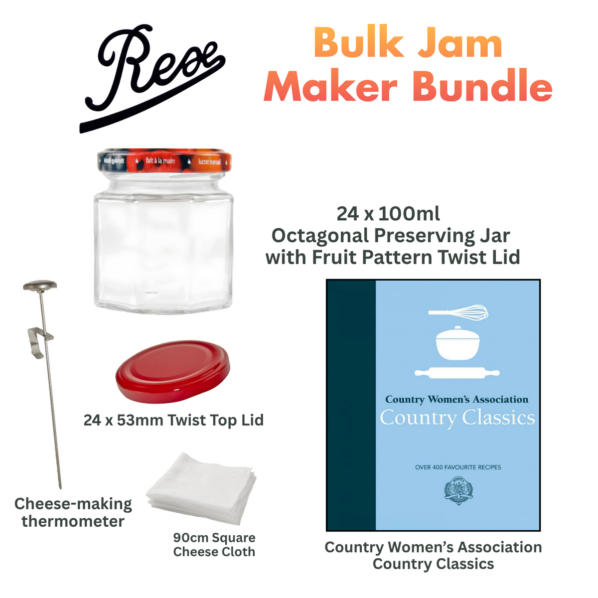 Bulk Jam Maker - Rex 100ml Octagonal Jar