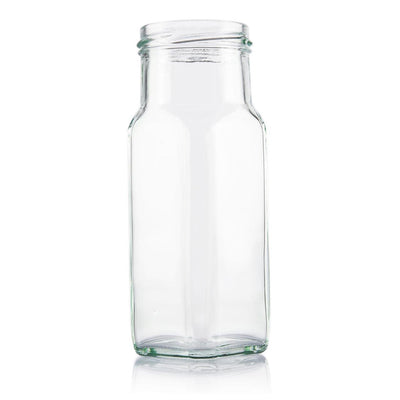 250ml Flint Glass Beveled Square Jar 53mm Twist Finish - Gold