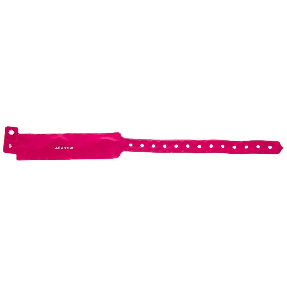 Neck Bands PVC Button Lock for Lambs / Kids 50pk PINK