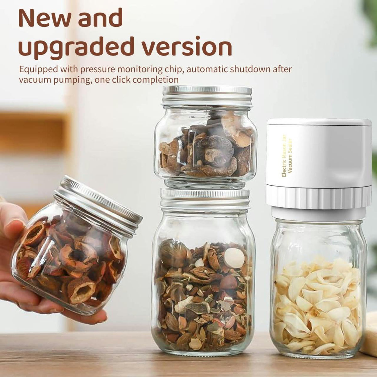 Cordless Electric Mason Jar Vacuum Sealer Kit – Regular & Wide Mouth