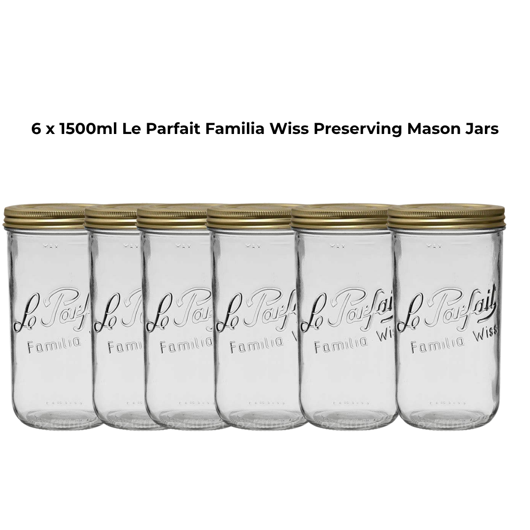 6 x 1500ml Le Parfait Familia Wiss Preserving Mason Jars
