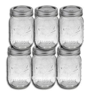 6 x Pint REGULAR Mouth Jars and Lids BPA Free Ball Mason - OzFarmer
