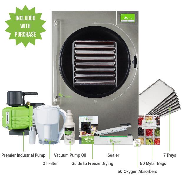 Refurbished Harvest Right PRO X-Large Home Freeze Dryer - Stainless Steel with XL Premier Industrial Pump, Latest 7 Tray Model
