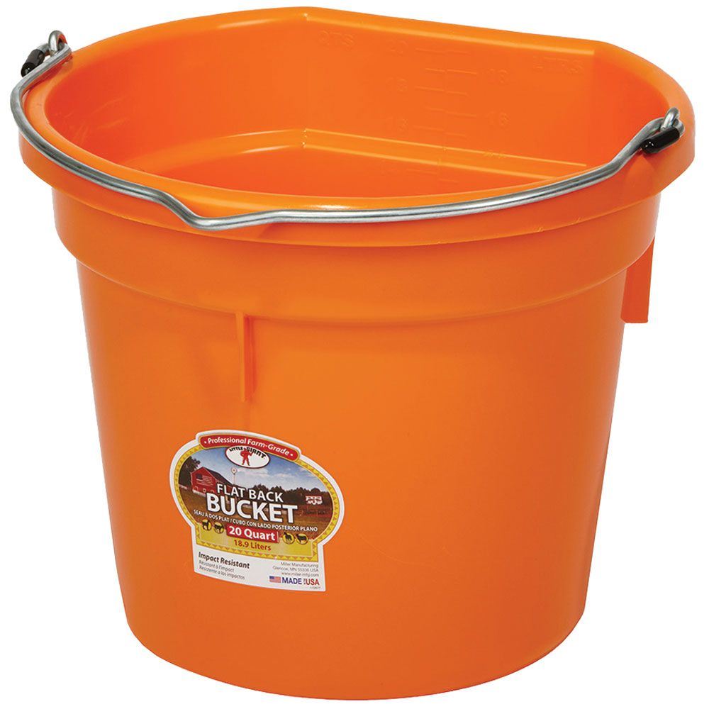 Plastic Bucket Flat Back 8L ORANGE