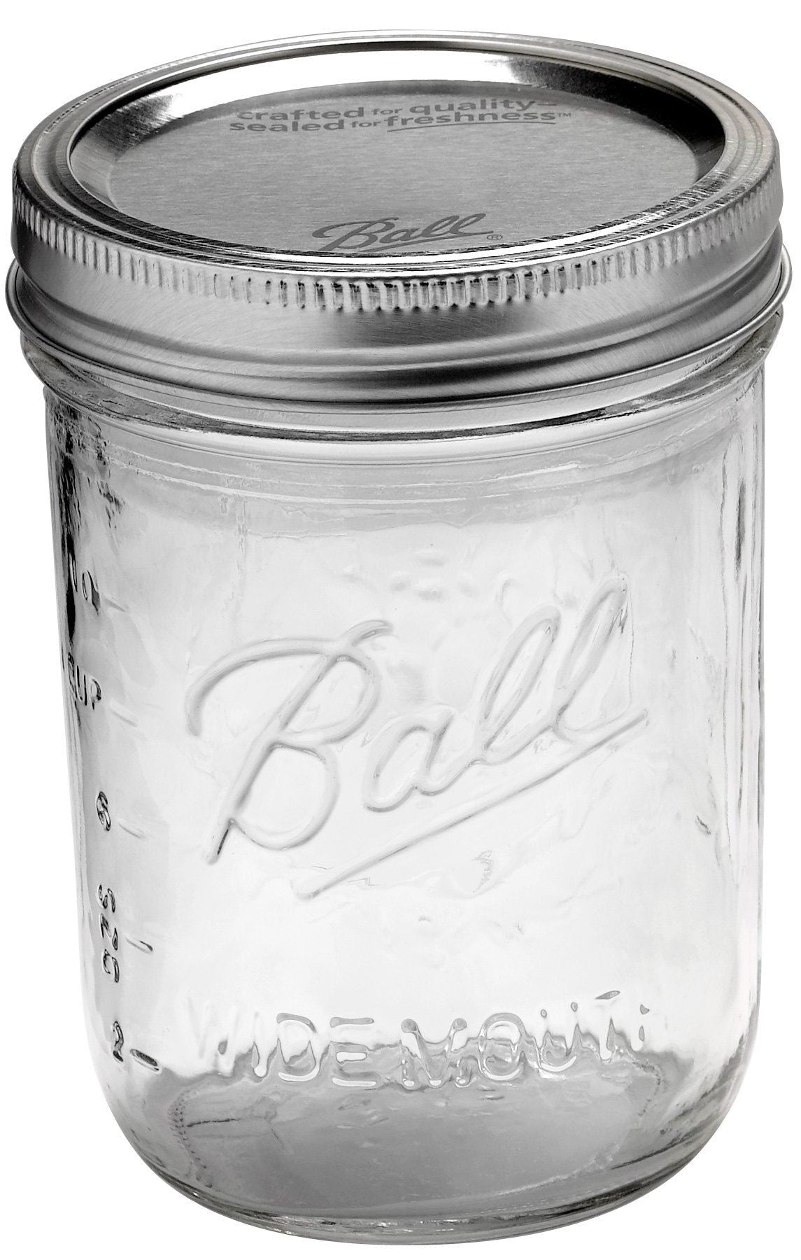 6 x Pint WIDE Mouth Jars and BPA Free Lids Ball Mason