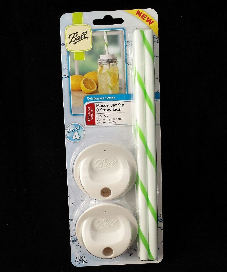 Ball Sip and Straw Lids Pack of 4 Regular Mouth