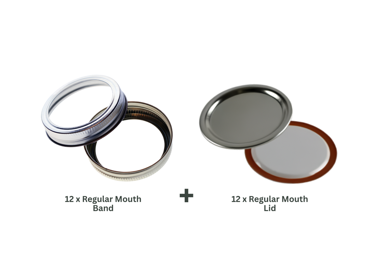 12-Pack Regular Mouth Lid and Band (Silver)
