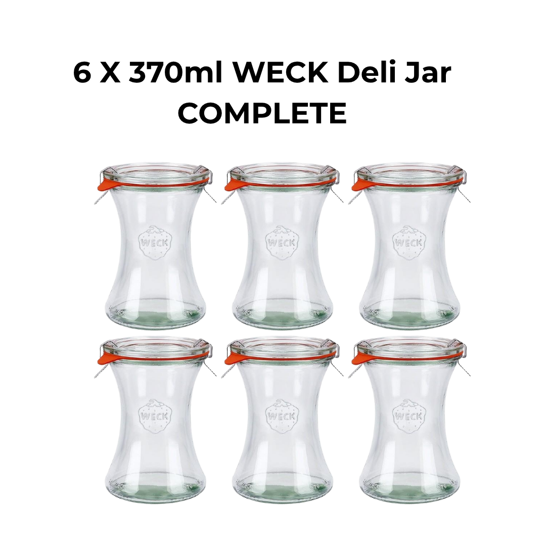 6 X 370ml WECK Deli Jar COMPLETE