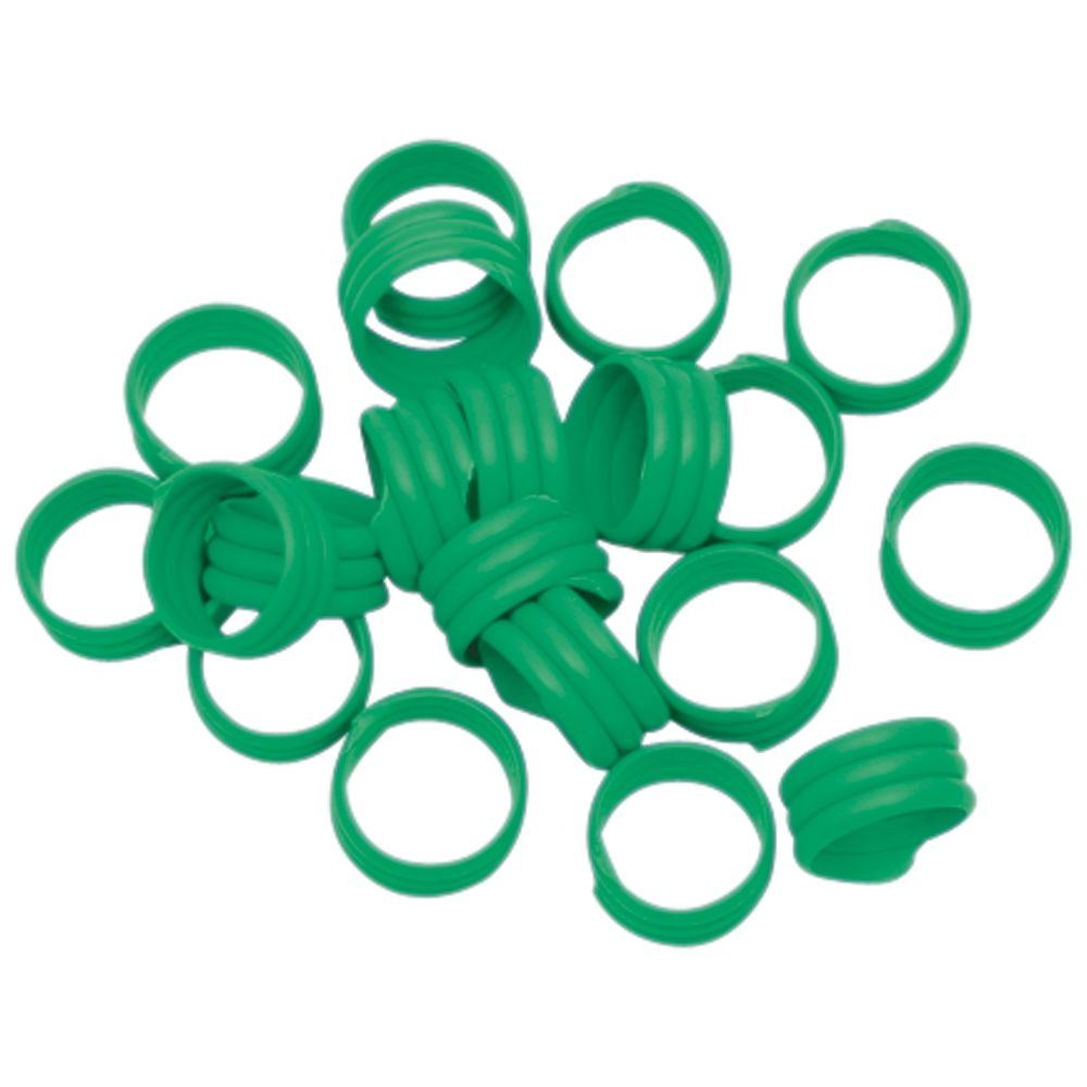 Poultry Leg Bands Spiral 16mm Green 20