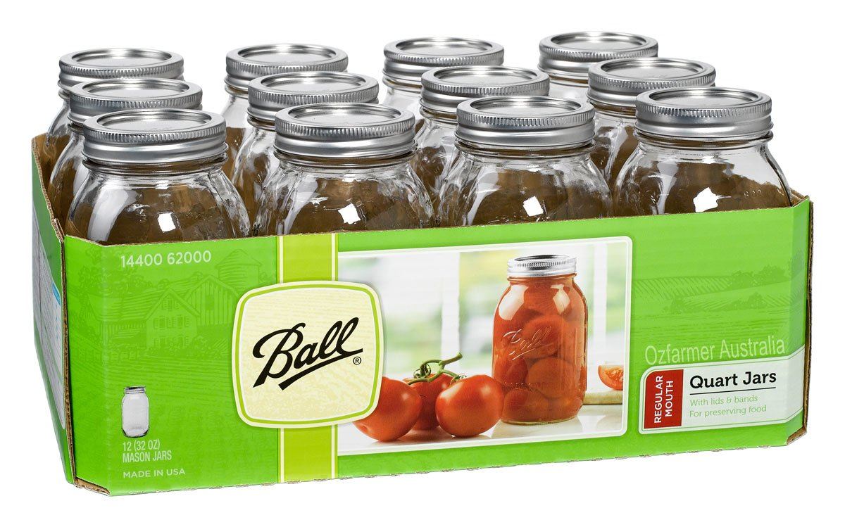 12 x Quart REGULAR Mouth Jars and Lids Ball Mason