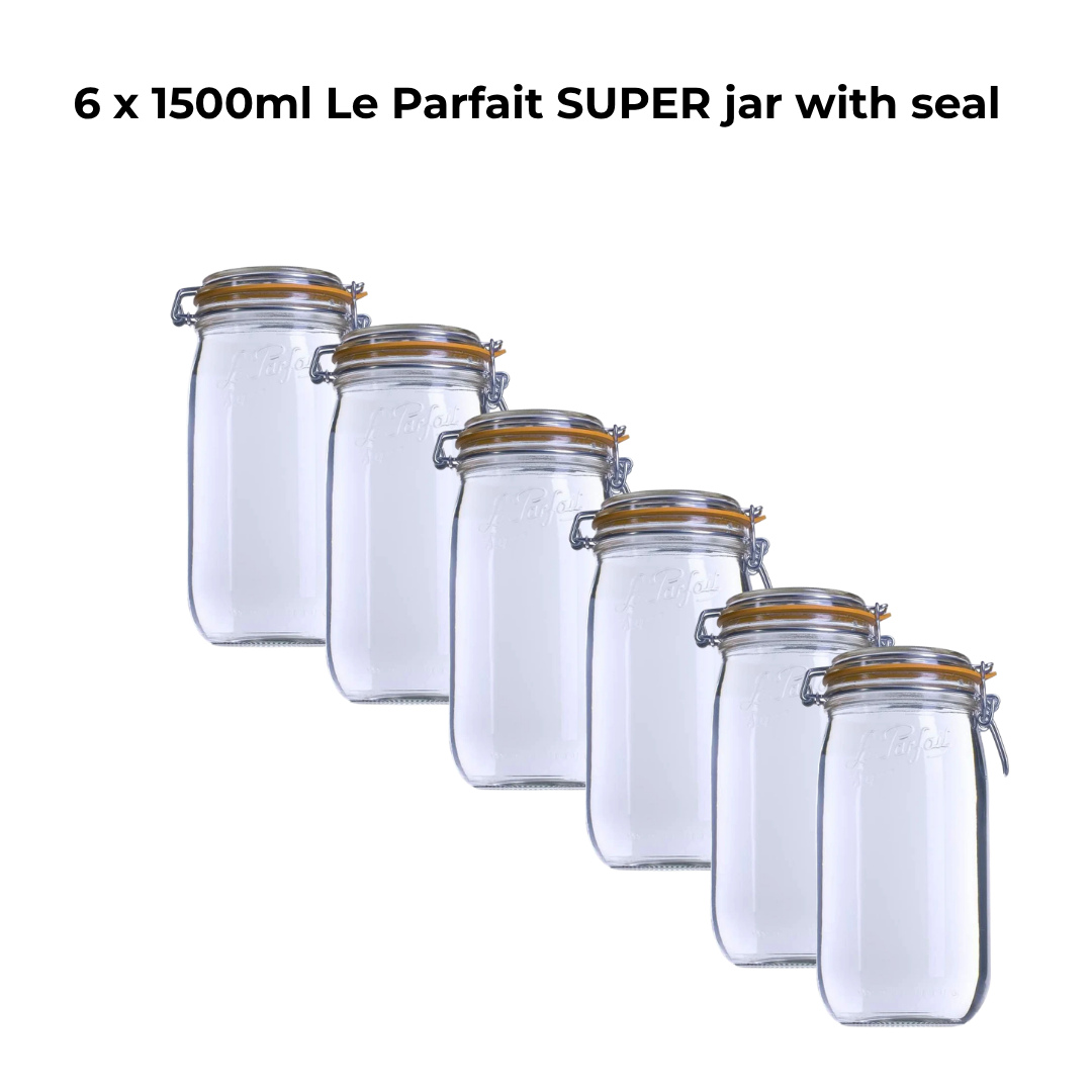 Le Parfait 1500ml (1.5L) Super Preserving Jar with Swing Top Lid (Pack of 6)