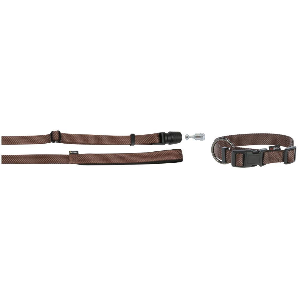 GoLeyGo Dog Leash+Collar cpt M Brown