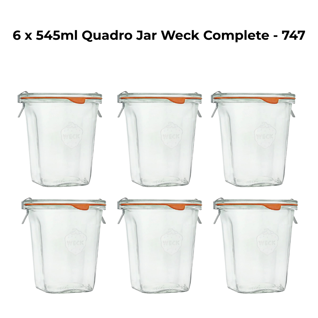 6 x 545ml Quadro Jar Weck Complete  - 747