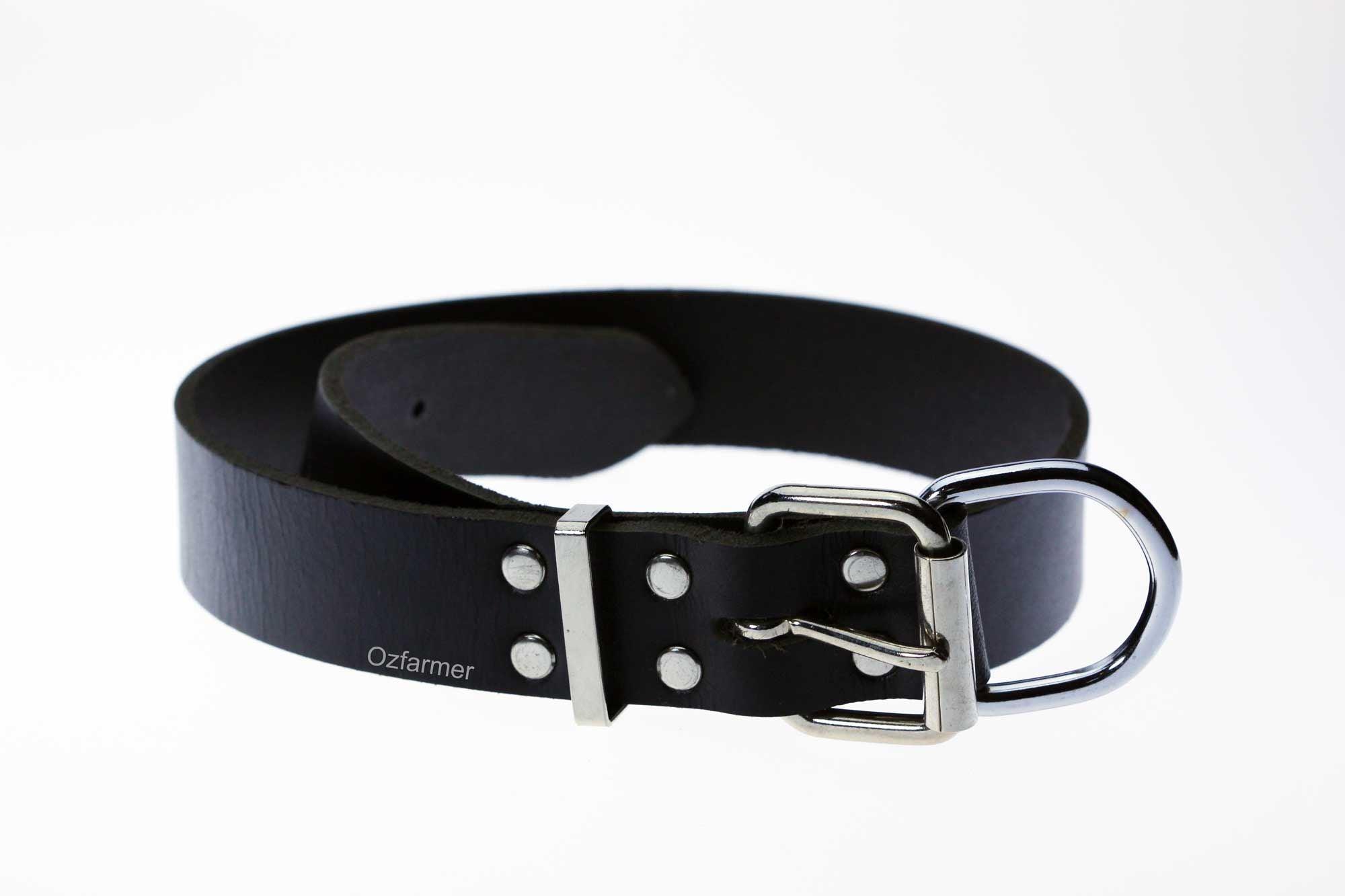 Black Leather Collar for Calf Dog 75cm - OzFarmer