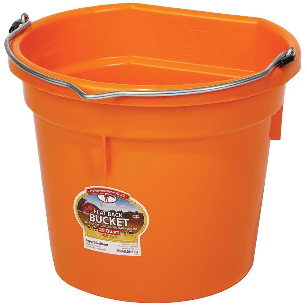 Bucket Plastic Flat Back 19L ORANGE - OzFarmer