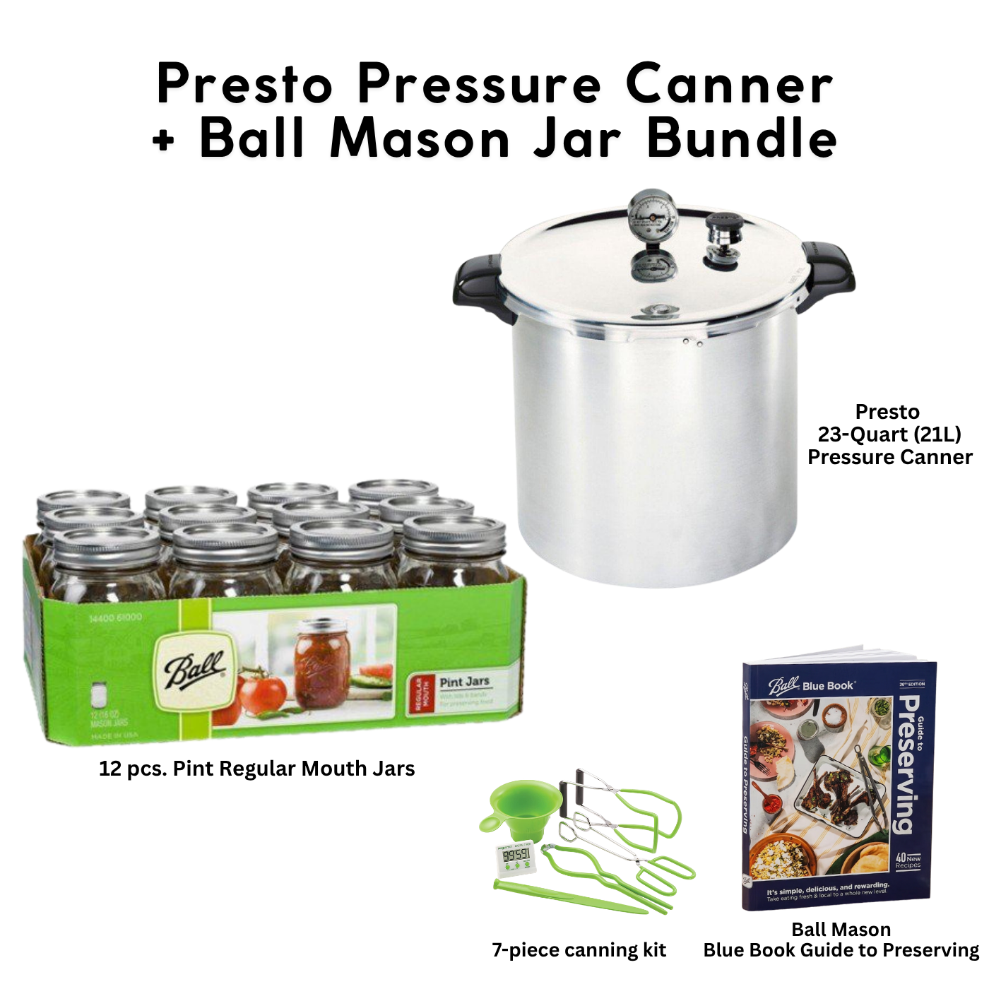 Latest Presto Model 23 Quart / 21 Litre Pressure Canner bundle with Ball Mason Jars