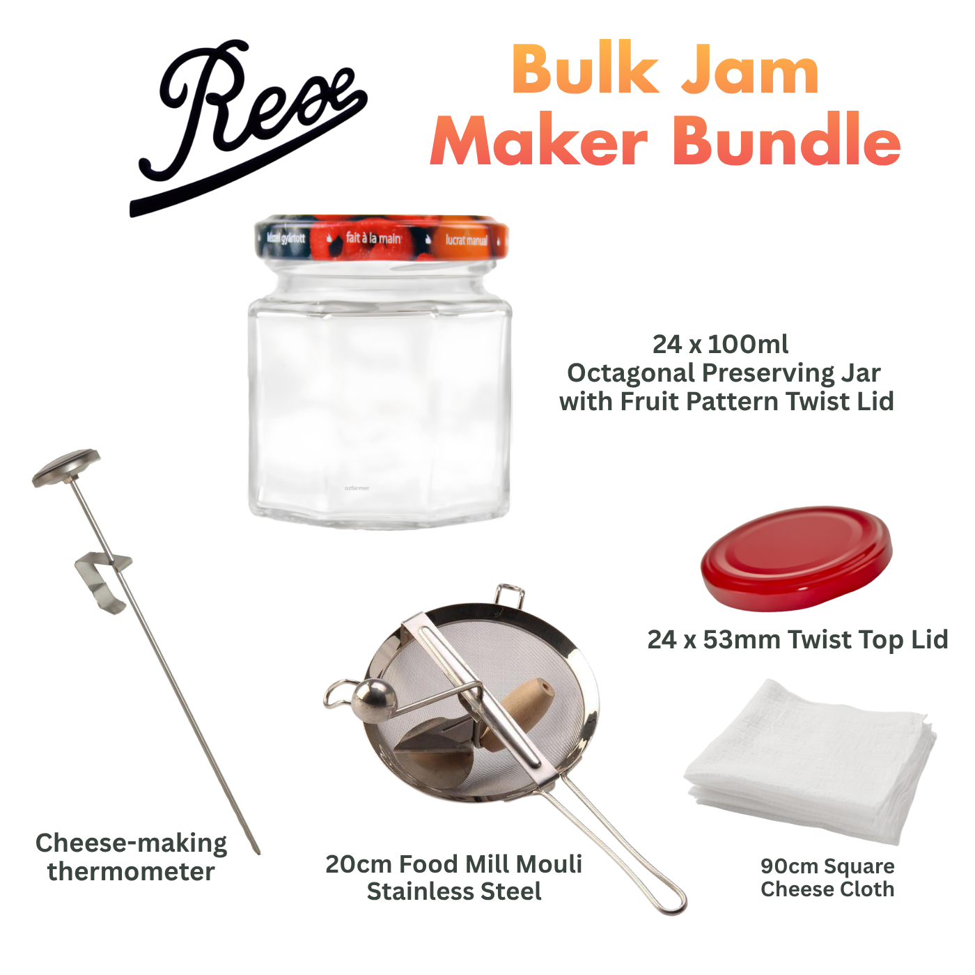 Bulk Jam Maker - Rex 100ml Octagonal Jar
