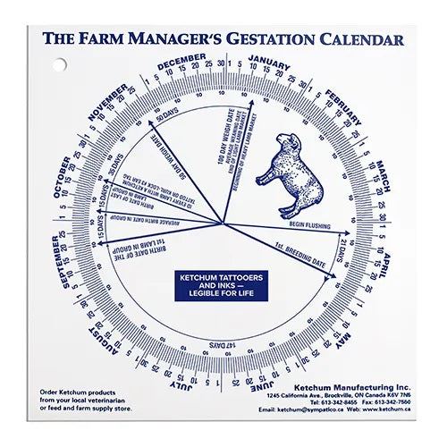 Gestation Calendar Sheep Ewes Lambing