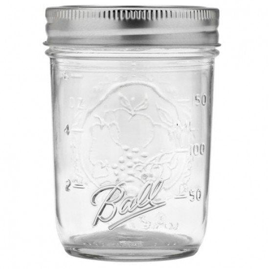 12 X HALF PINT 8OZ REGULAR MOUTH JARS AND LIDS BALL MASON