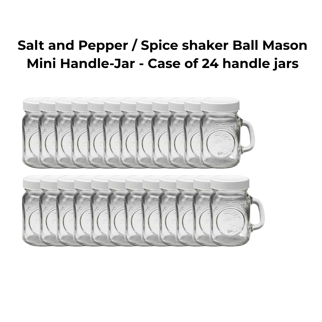 Salt and Pepper / Spice shaker Ball Mason Mini Handle-Jar - Case of 24 handle jars