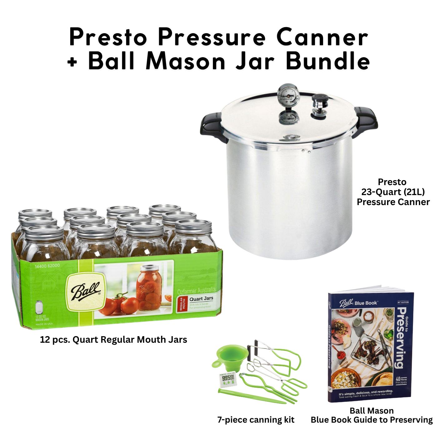 Latest Presto Model 23 Quart / 21 Litre Pressure Canner bundle with Ball Mason Jars