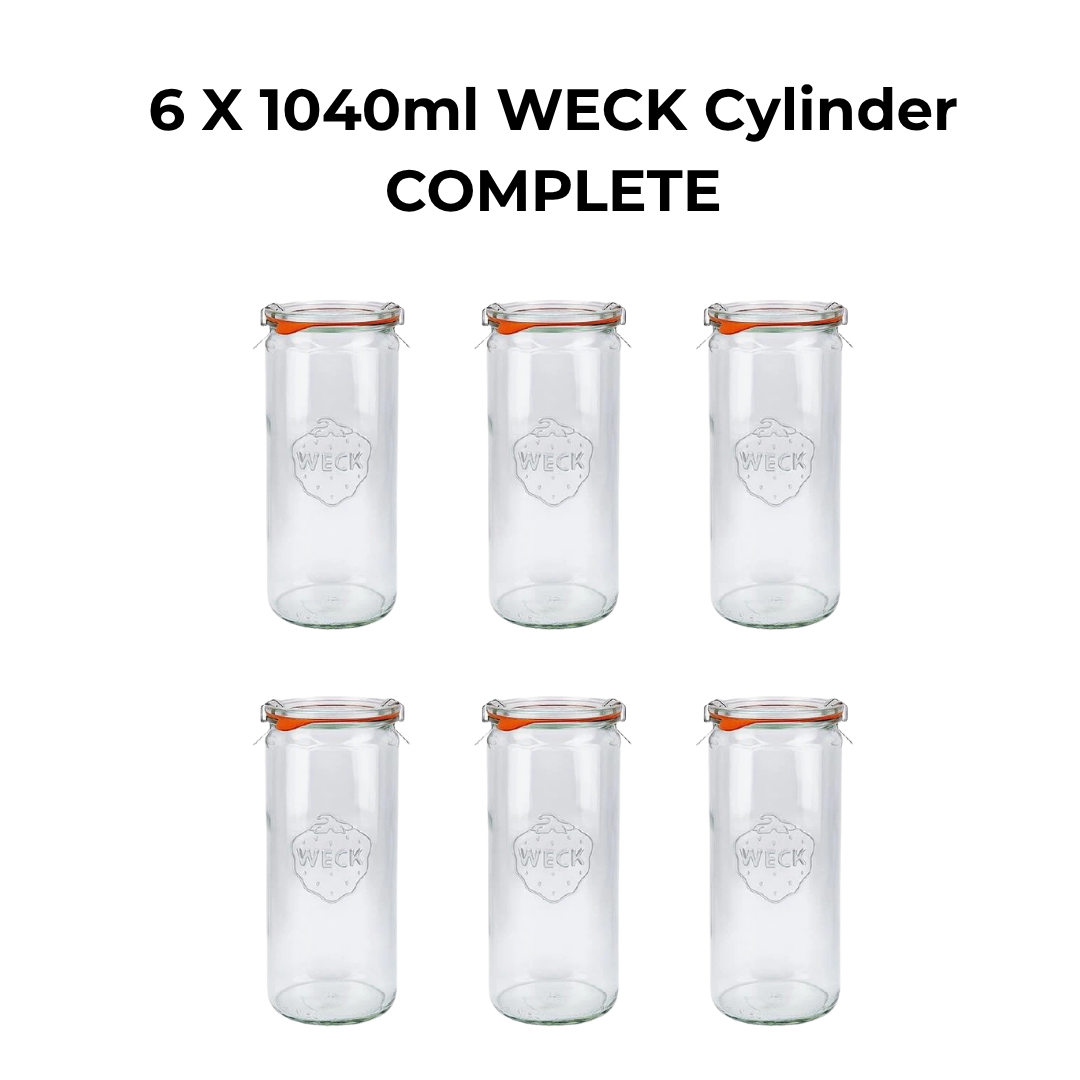 6 X 1040ml WECK Cylinder COMPLETE