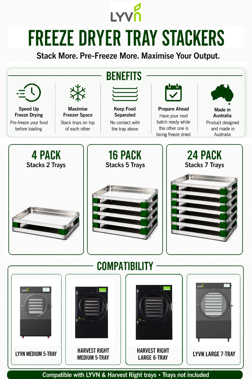 LYVN Freeze Dryer Tray Stackers – For LYVN & Harvest Right Freeze Dryers